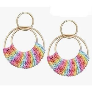 Woven Rattan Circle Drop Earrings